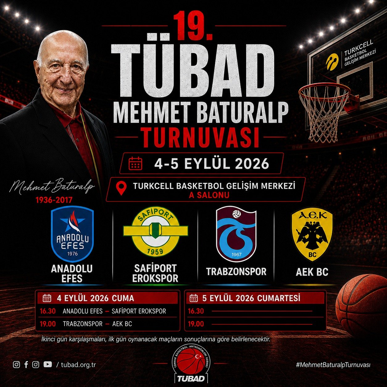 19. TÜBAD Mehmet Baturalp turnuvası’nın programı belli oldu
