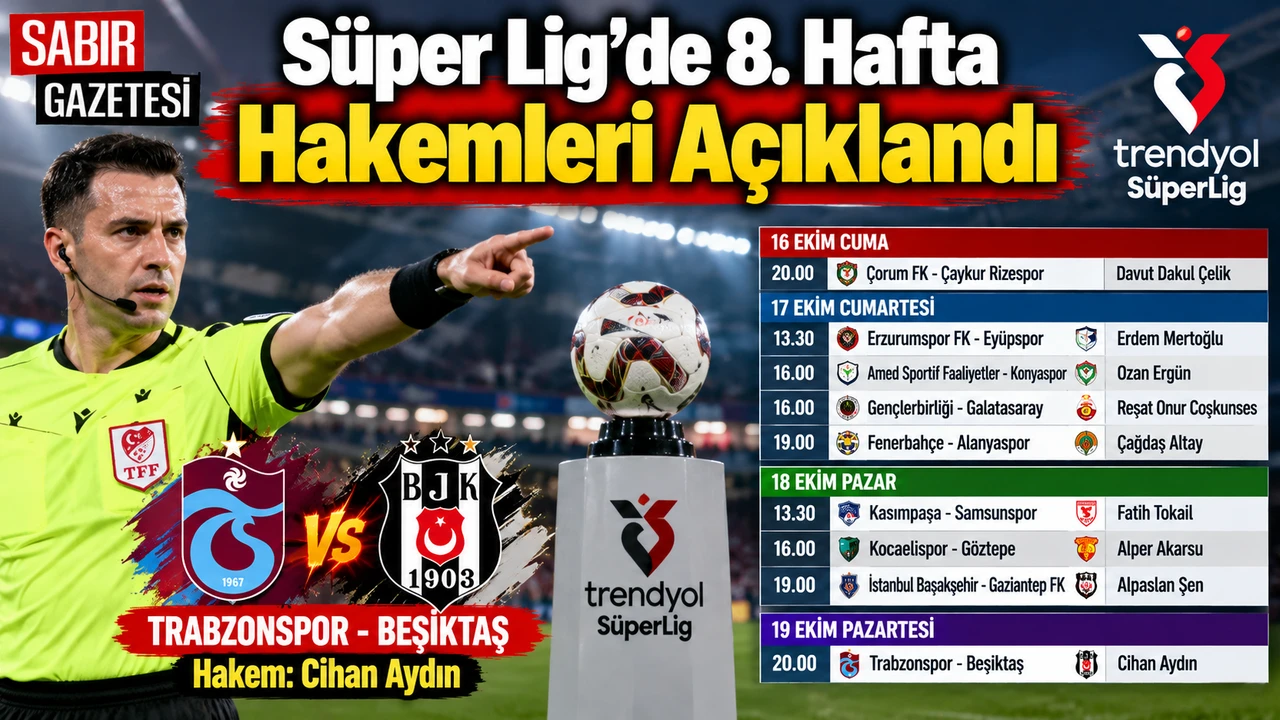 Süper Lig'de 8. Hafta Hakemleri Açıklandı