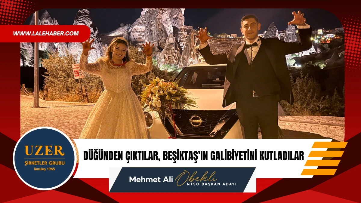 Nevşehir'de genç çift önce düğün yaptı sonra Beşiktaş'ın galibiyetini kutladı