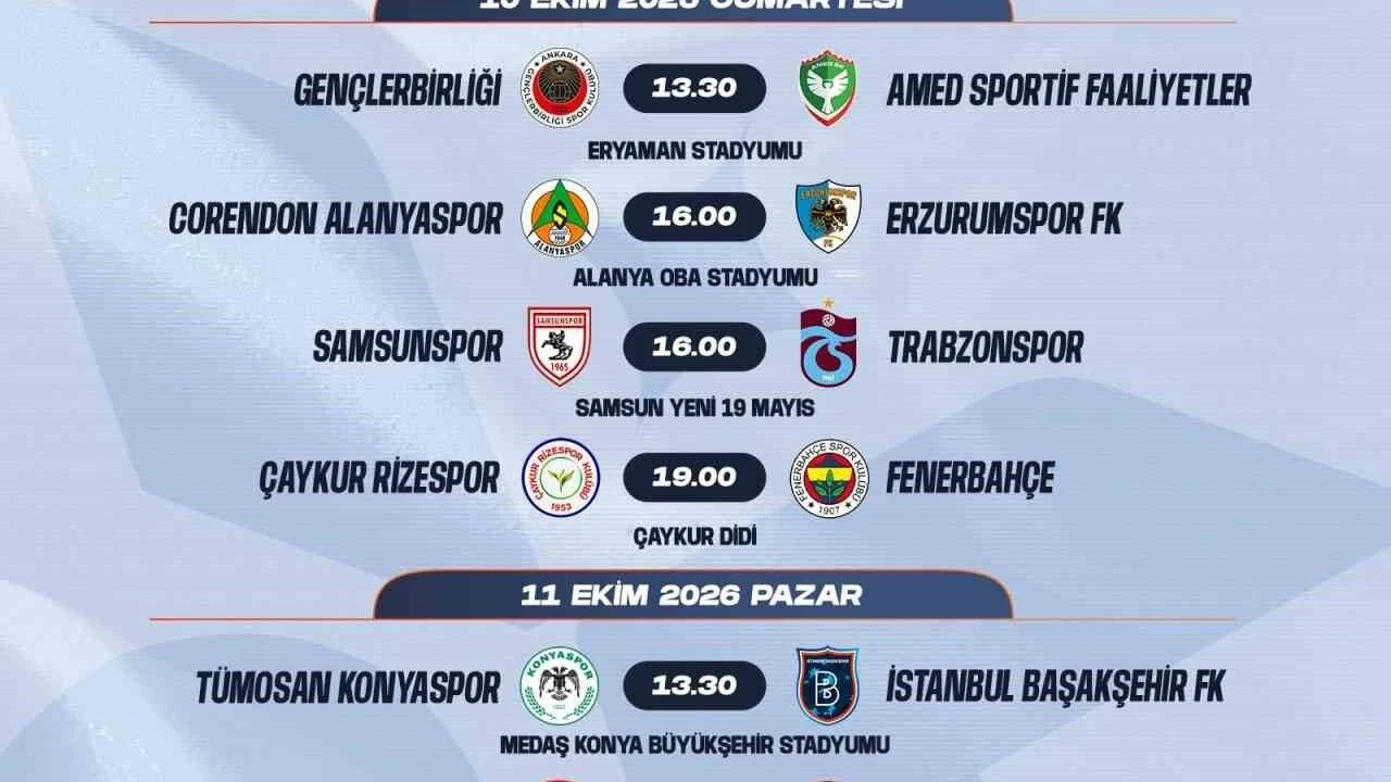 Trendyol Süper Lig 7-16. Haftalar Arası Maç Programı Duyuruldu