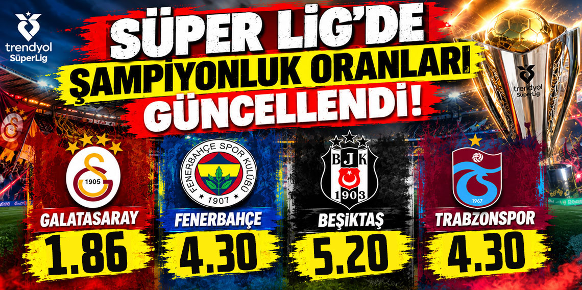 Super Ligde sampiyonluk oranları guncellendi! Trabzonsporun oranı belli oldu!