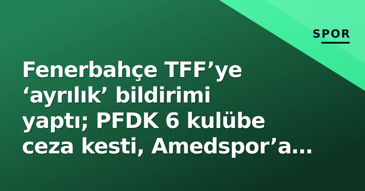 Fenerbahçe TFF’ye ‘ayrılık’ bildirimi yaptı; PFDK 6 kulübe ceza kesti, Amedspor’a şok kararı