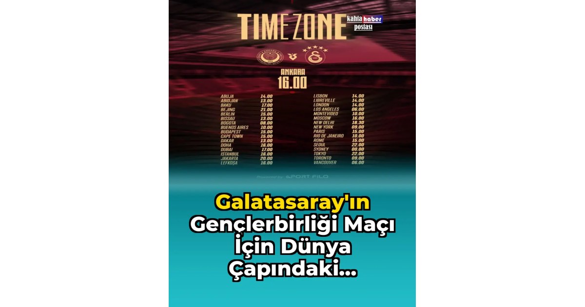 Galatasaray'ın Gençlerbirliği Maçı için Dünya Çapındaki Taraftarlarına Saat Bilgisi