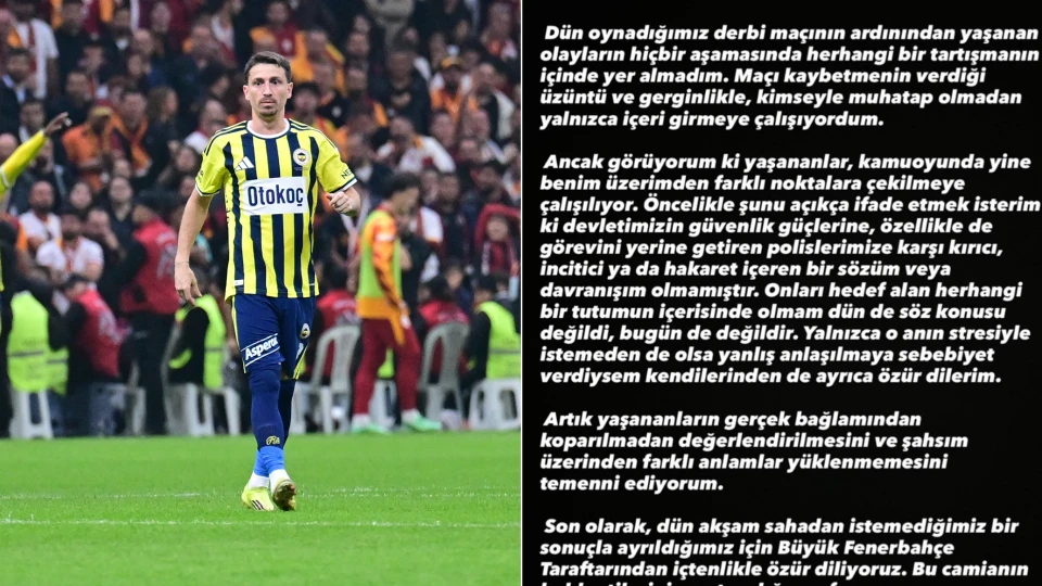 Galatasaray - Fenerbahçe derbisi sonrası Mert Hakan Yandaş'tan açıklama: Polisle tartışmıştı